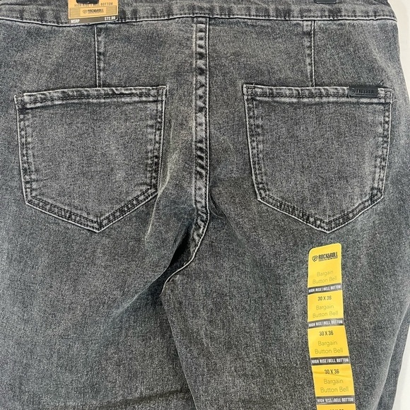 NWT Rock & Roll Denim Bargain Button Bell High Rise Bell Bottom Jeans Charcoal - Picture 6 of 13